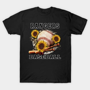 Awesome Baseball Name Rangers Proud Team Flowers T-Shirt